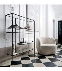 Larissa Design Dekoratif 2 Bölmeli 2 Raflı Metal 130x130x30 cm Siyah Kitaplık