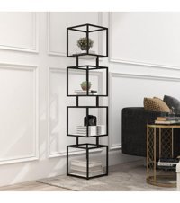 Larissa Design Dekoratif 4 Bölmeli 4 Raflı Metal 30x30 cm Siyah Kitaplık