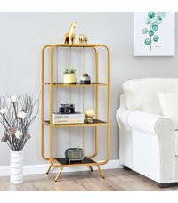 Larissa Design Dekoratif 3 Bölmeli 3 Raflı Gold Kitaplık