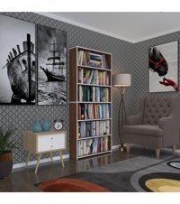 Kenzlife Süper Ga Tek Bölmeli 6 Raflı Suntalam 180x80x19 cm Kahverengi Kitaplık
