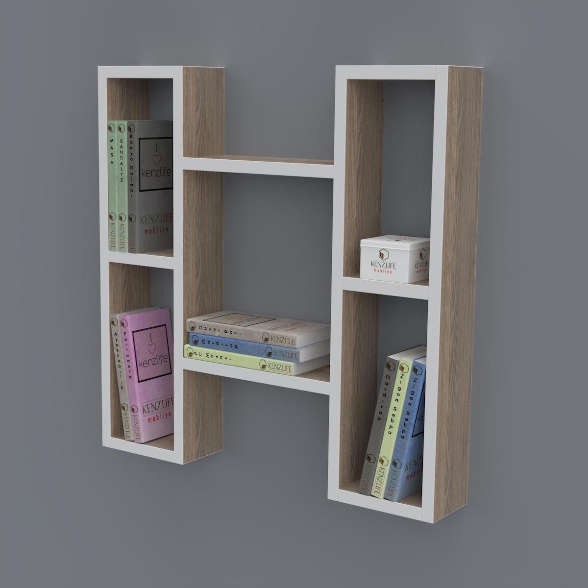 Kenzlife Melisa 6 Bölmeli 6 Raflı Suntalam 60x60x20 cm Beyaz-Tori Kitaplık