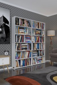 Kenzlife Süper Ga 2 Bölmeli 6 Raflı Ahşap 180x160x19 cm Beyaz Kitaplık