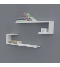 Kenzlife Kayra 2 Bölmeli 2 Raflı Suntalam 15x60x20 cm Beyaz Kitaplık