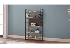 Bellona Paul XL 5 Bölmeli 5 Raflı Ahşap 160x86x35 cm Siyah Kitaplık