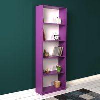 Adore Mobilya Modern 5 Bölmeli 5 Raflı Ahşap 64x182x26 cm Mor Kitaplık