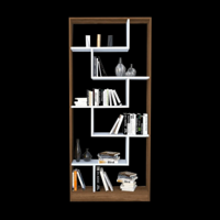 Bengi Mobilya Labirent 7 Bölmeli 6 Raflı Ahşap 190x130x30 cm Beyaz-Ceviz Kitaplık