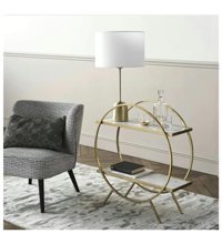 Larissa Design Dekoratif 2 Bölmeli 2 Raflı Suntalam 180x70x30 cm Gold Kitaplık