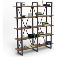 L'Occi Concept March E 5 Bölmeli 5 Raflı Metal 180 cm Kahverengi-Siyah Kitaplık