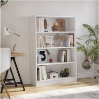 Aden Home Dekoratif 4 Bölmeli 5 Raflı Ahşap 140x70x44 cm Beyaz Kitaplık