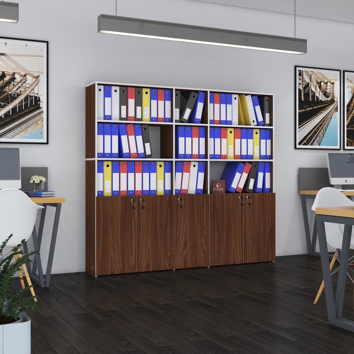 Kenzlife Gökbörü 9 Bölmeli 9 Raflı Suntalam 175x200x30 cm Kahverengi Kitaplık