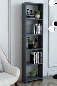 Lion Decor Dekoratif 6 Bölmeli 6 Raflı Suntalam 40 cm Antrasit Kitaplık
