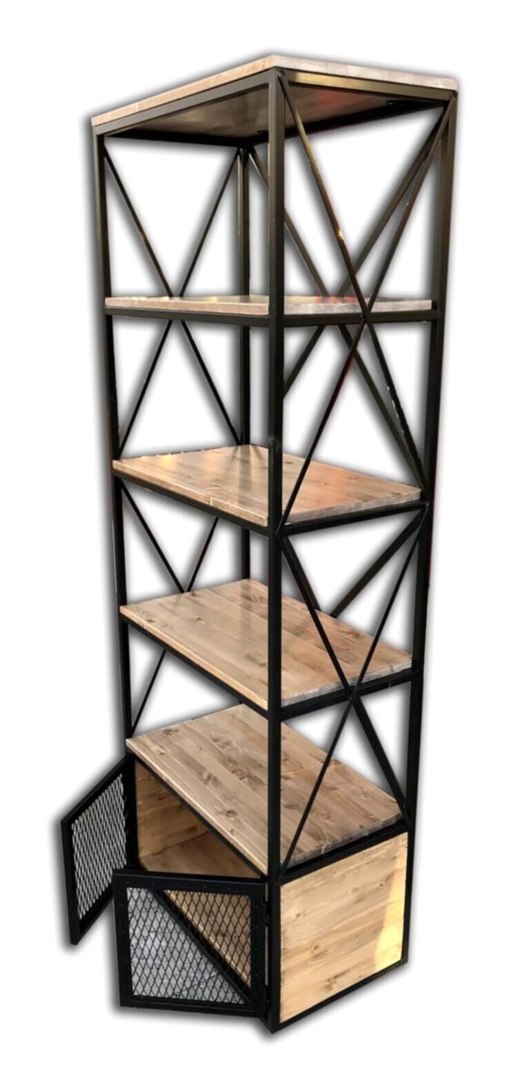 Bengi Mobilya Çapraz 5 Bölmeli 6 Raflı Metal 190x130x30 cm Tori Kitaplık