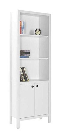 Adore Mobilya Kapaklı 5 Bölmeli 5 Raflı Ahşap 66x196x32 cm Beyaz Kitaplık