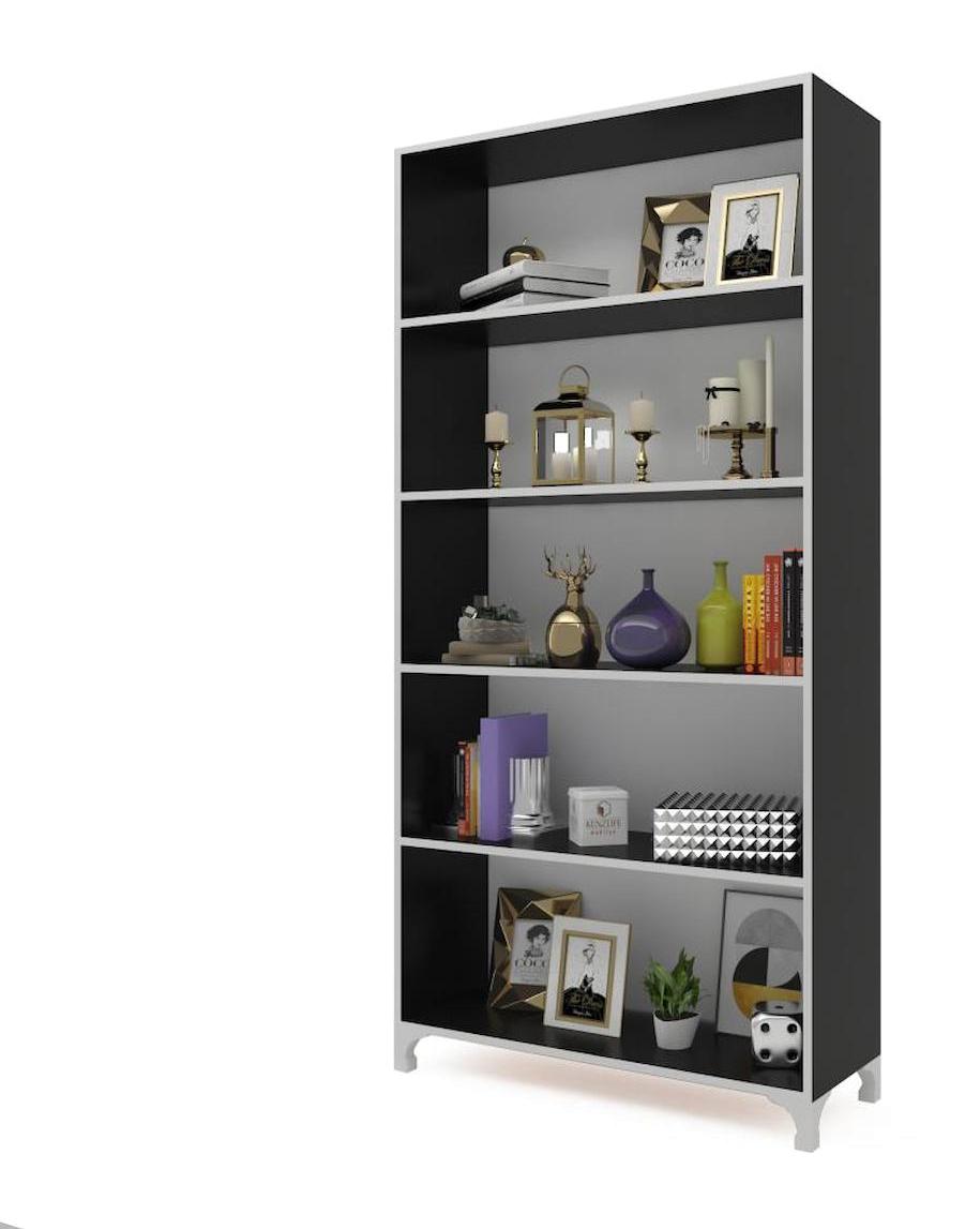 Kenzlife Tuğçe 5 Bölmeli 5 Raflı Suntalam 168x90x20 cm Gri Kitaplık