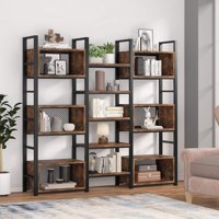 Zizuva Tasarım 17 Bölmeli 17 Raflı Metal 180x120x40 cm Kahverengi-Siyah Kitaplık