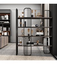 Larissa Design Dekoratif 5 Bölmeli 5 Raflı Siyah Kitaplık