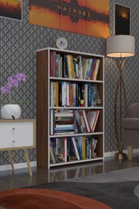 Kenzlife Süper Ga Tek Bölmeli 4 Raflı Suntalam 120x80x19 cm Kahverengi Kitaplık