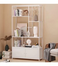 Larissa Design Dekoratif 6 Bölmeli 6 Raflı Metal 170 cm Beyaz Kitaplık