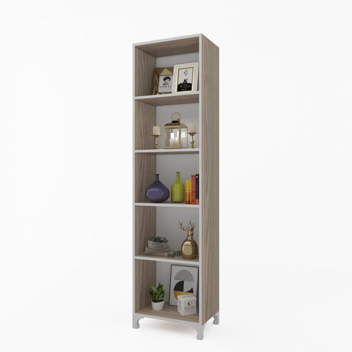 Kenzlife Tuğçe 5 Bölmeli 5 Raflı Suntalam 168x40x20 cm Tori Kitaplık