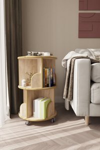 Zeo Wood Design Dekoratif 4 Bölmeli 2 Raflı Suntalam 71x45 cm Sonoma Kitaplık