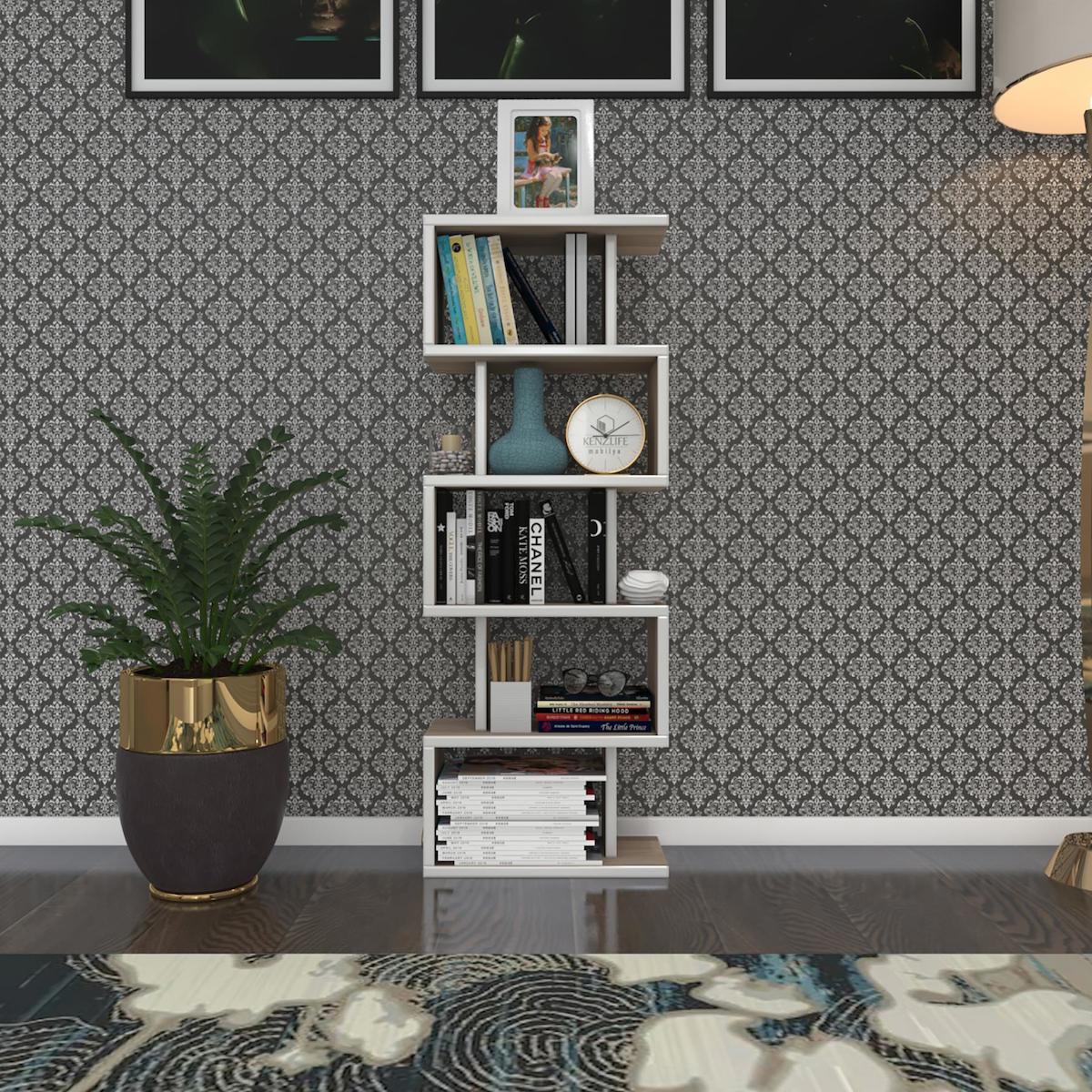 Kenzlife Diba1 6 Bölmeli 6 Raflı Beyaz Kitaplık