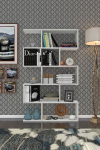 Kenzlife Firuze 10 Bölmeli 6 Raflı Suntalam 150x90x20 cm Beyaz Kitaplık