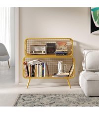 Larissa Design Dekoratif 2 Bölmeli 2 Raflı Metal 170 cm Gold Kitaplık