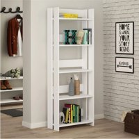 Aden Home Dekoratif 5 Bölmeli 5 Raflı Ahşap 155x70 cm Beyaz Kitaplık