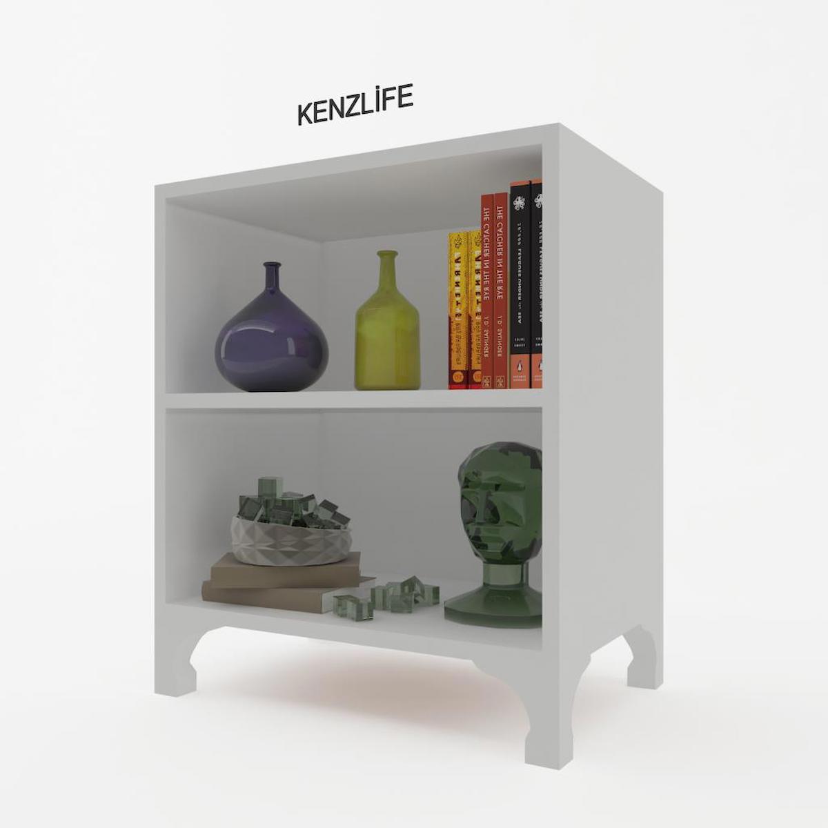 Kenzlife Tuğçe 2 Bölmeli 2 Raflı Suntalam 48x40x20 cm Beyaz Kitaplık