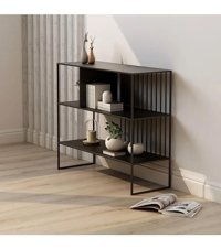 Larissa Design Modern 2 Bölmeli 2 Raflı Metal 80x25x100 cm Siyah Kitaplık