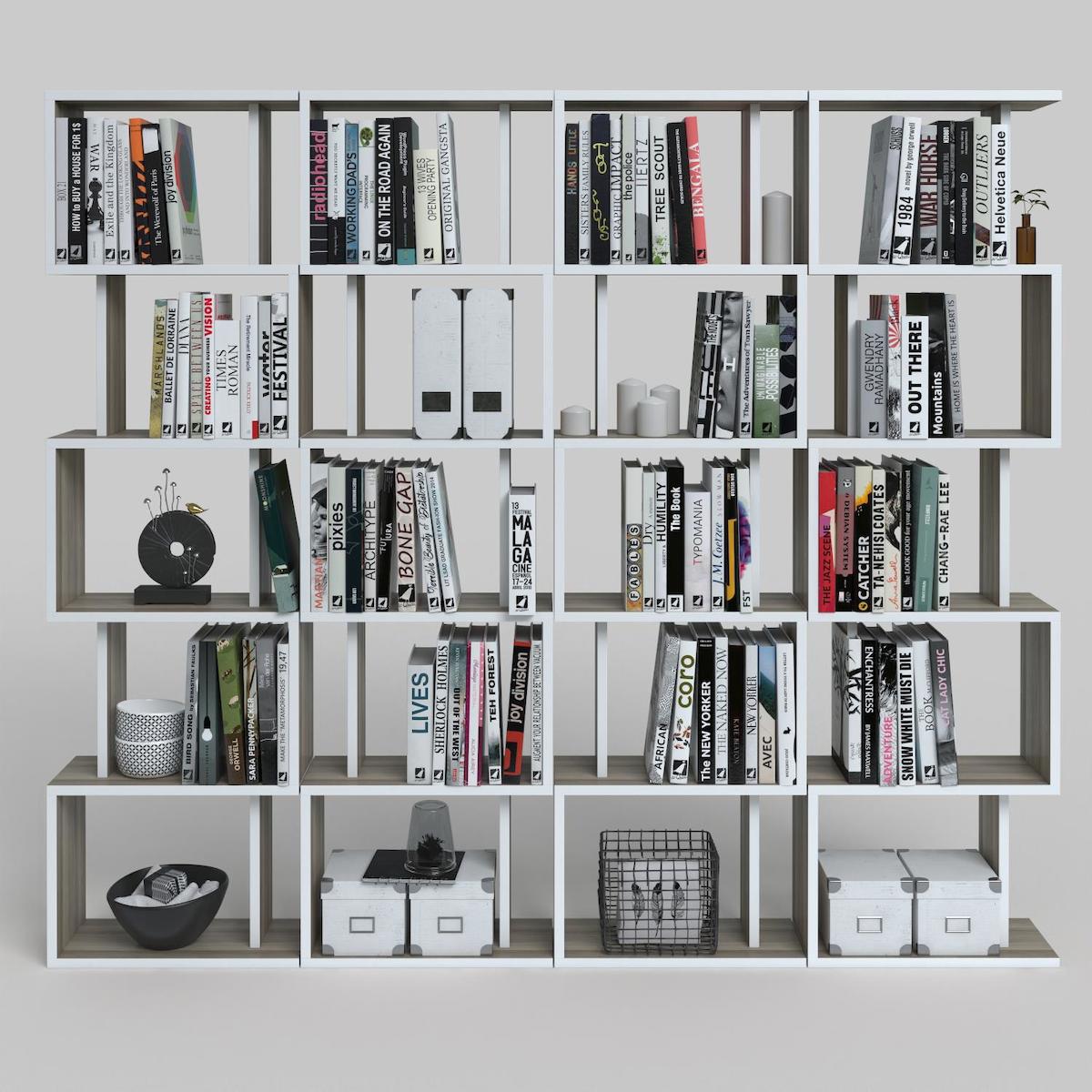 Kenzlife Diba4 20 Bölmeli 20 Raflı Suntalam 129x160x19 cm Tori Kitaplık