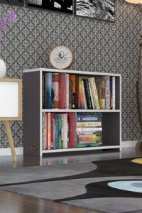 Kenzlife Süper Ga Tek Bölmeli 2 Raflı Suntalam 60x80x19 cm Gri Kitaplık