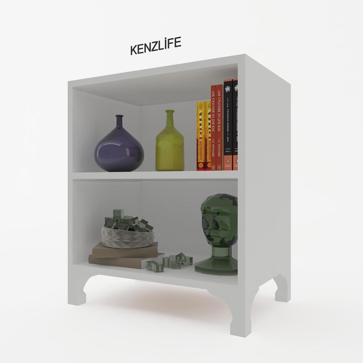 Kenzlife Tuğçe 2 Bölmeli 2 Raflı Suntalam 48x30x20 cm Beyaz Kitaplık