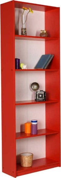 Adore Mobilya Modern 5 Bölmeli 5 Raflı Ahşap 64x182x26 cm Kırmızı Kitaplık