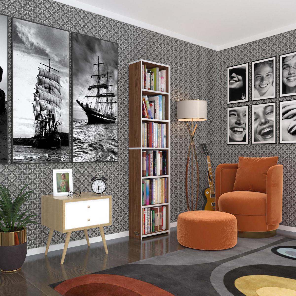 Kenzlife Süper Ga Tek Bölmeli 6 Raflı Suntalam 180x40x19 cm Tori Kitaplık