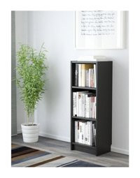 IKEA Venge 3 Bölmeli 3 Raflı Beyaz 106x40x28 cm Siyah Kitaplık