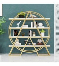 Larissa Design Yuvarlak 4 Bölmeli 4 Raflı Gold Kitaplık