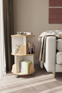 Zeo Wood Design Dekoratif 4 Bölmeli 2 Raflı Ahşap 71x45 cm Beyaz-Sonoma Kitaplık