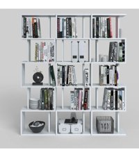 Kenzlife Diba3 15 Bölmeli 15 Raflı Suntalam 129x120x19 cm Beyaz Kitaplık