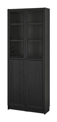 IKEA Kapaklı 3 Bölmeli 3 Raflı 202 cm Siyah Kitaplık