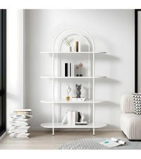 Larissa Design Modern 4 Bölmeli 4 Raflı Beyaz Beyaz Kitaplık