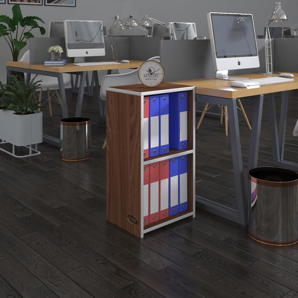 Kenzlife Attila 2 Bölmeli 2 Raflı Suntalam 70x40x30 cm Kahverengi Kitaplık