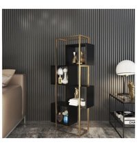Larissa Design Dekoratif Ahşap 180x80x30 cm Siyah Kitaplık