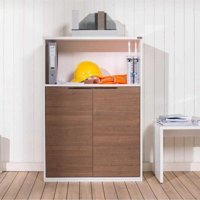 Adore Mobilya Kapaklı 3 Bölmeli 3 Raflı Ahşap 76x111x34 cm Beyaz Kitaplık