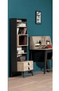 Bengi Mobilya Urlu Rodi Soho 5 Bölmeli 5 Raflı Suntalam 190x130x30 cm Siyah Kitaplık