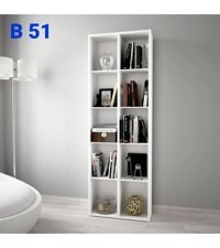 Bengi Mobilya B51 10 Bölmeli 10 Raflı Ahşap 190x130x30 cm Beyaz Kitaplık