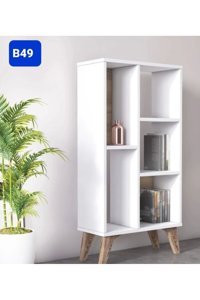 Bengi Mobilya B49 5 Bölmeli 5 Raflı Ahşap 190x130x30 cm Beyaz-Meşe Kitaplık