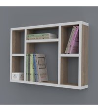 Kenzlife Neşve 6 Bölmeli 6 Raflı Suntalam 40x60x20 cm Beyaz-Tori Kitaplık