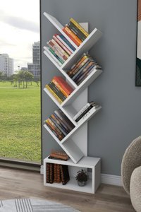 Enda Home Erine 8 Bölmeli 8 Raflı Ahşap 140x40x21 cm Beyaz Kitaplık