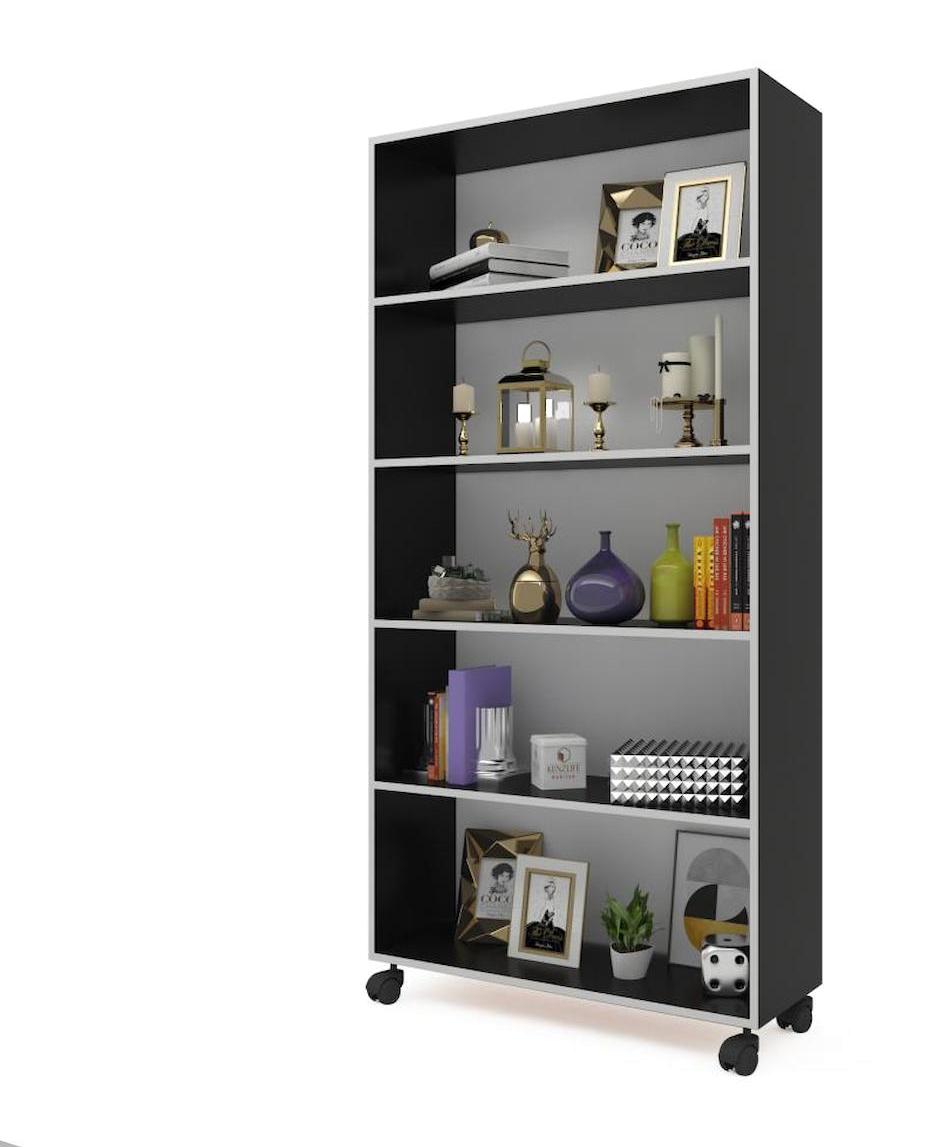 Kenzlife Beril 5 Bölmeli 5 Raflı Suntalam 168x90x20 cm Gri Kitaplık